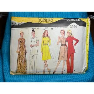 McCalls Sewing pattern 3044 Maxi dress tunic pant 1970s Size 16